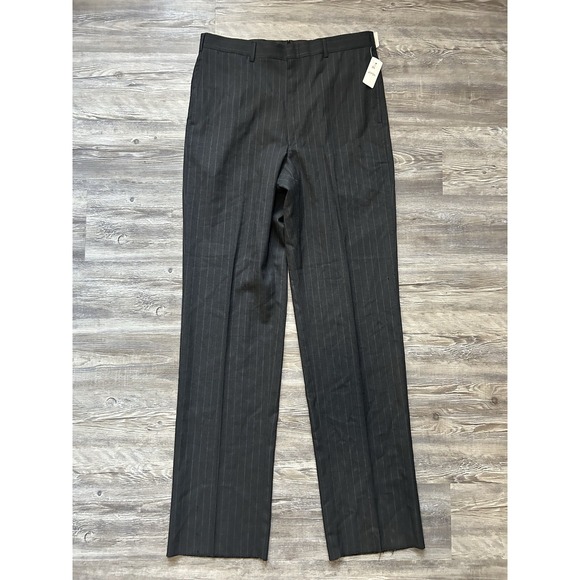 Brooks Brothers Pants Mens 36‎ Charcoal Gray Pleated Front Wool Dress Unhemmed - Picture 1 of 7